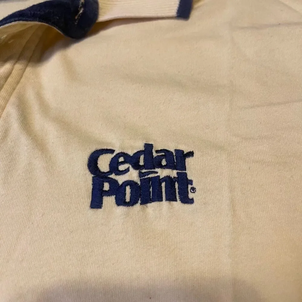 Vintage Cedar Point Racing Men's Short Sleeve Polo Shirt Embroidered S Yellow
